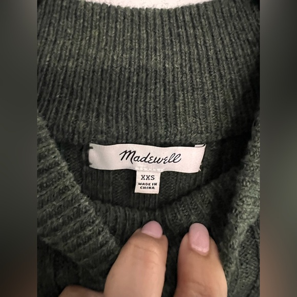 Madewell Mockneck Crop Sweater Green Heather Dark Forest Size XXS. - Picture 8 of 8